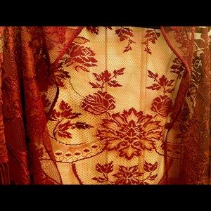 Women's Floral Lace Scarf Shawl with Tassels
